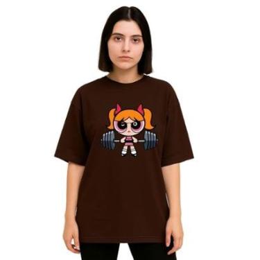Imagem de Camiseta Oversized Feminina Algodão Treino Academia Estampada-Feminino