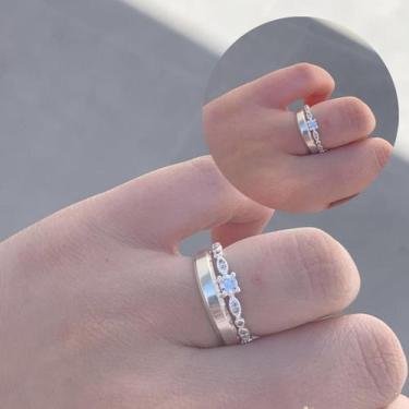 Imagem de Anel Solitário Cristais Casamento Namoro Noivado Prata925 com Garantia