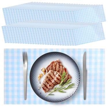 Imagem de 100 pçs guardanapos de coquetel guingão azul e branco 2 camadas azul búfalo xadrez descartáveis toalhas de mão absorventes toalhas decorativas de churrasco de verão para bebê e chá de panela banheiro