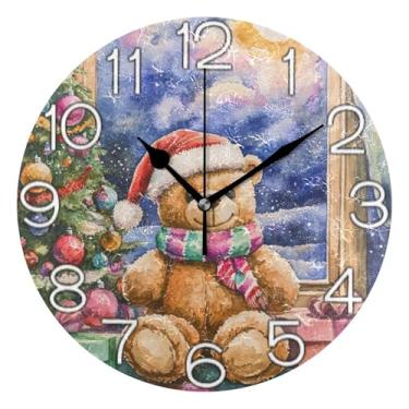 Imagem de GAIGEO Relógio de parede decorativo analógico operado por bateria silencioso para quarto e cozinha, decoração de parede de sala de estar moderna, número de relógio branco com Kedu, 25 cm, ponteiros