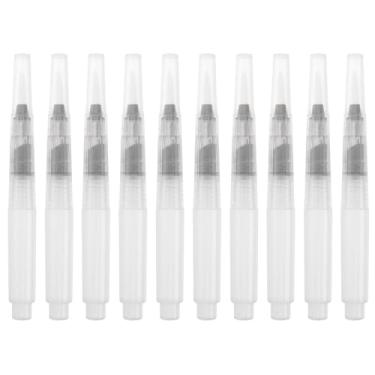 Imagem de STOBOK Conjunto de 10 canetas pincel de água, canetas de aquarela recarregáveis com corpo transparente – pintura portátil para guache, lápis solúveis em água, desenho e artesanato