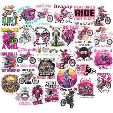 Imagem de Pacote de 30 peças de adesivos Dirt Bike Girl – Adesivos de motocross de vinil à prova d'água para meninas com capacetes, bicicletas, citações para laptop, capacete, bicicleta suja, garrafa de água