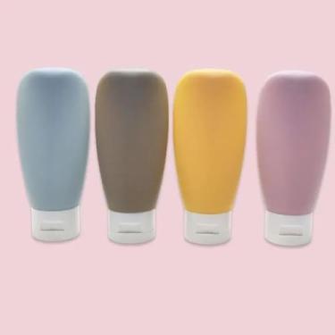 Imagem de 4 peças/conjunto de 60 ml garrafa recarregável para viagem ao ar livre recipiente macio tubo de espremer garrafa vazia frascos de xampu portátil para viagem (conjunto B)