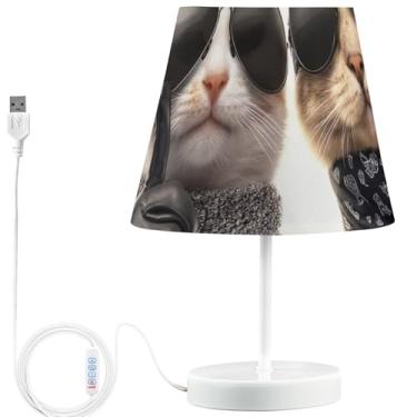 Imagem de TSENQUE Candeeiro de mesa moderno com USB engraçado para cães e gatos, lâmpadas decorativas de LED reguláveis para quarto de crianças