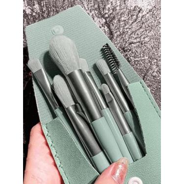 Imagem de Conjunto de 8 pincéis de maquiagem portáteis com cerdas de nylon macias para viagem – Inclui pincéis de sombra, blush e base, ideais para uso diário