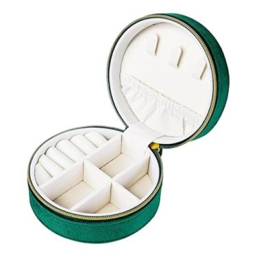 Imagem de Hailong Ming Estojo de Viagem para Joias, Ideal para Presentes, em Veludo, para Brincos, Pulseiras E Anéis Pequenos. com Fecho de Zíper, é Perfeito para Organizar, Verde