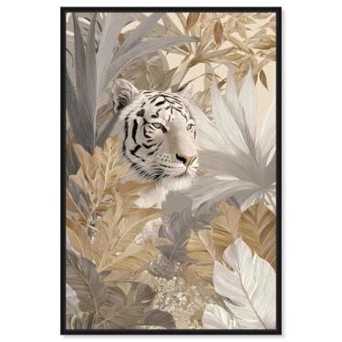 Imagem de Impressão em tela Umber Tiger II Boho Gold Wall Art por Art Remedy, moldura preta, 50 x 76 cm