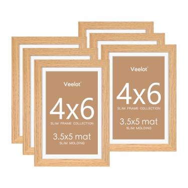 Imagem de Veelot Conjunto de 6 porta-retratos 10 x 15 com acrílico HD resistente a estilhaços – Use como moldura de 9 x 12 cm com tapete ou tela de 10 x 15 cm sem tapete – molduras finas para exibição de mesa