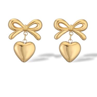 Imagem de ONLYJUMP Brincos femininos banhados a ouro 14 quilates com zircônia cúbica pequena argola vermelha esmaltada coração orelha cuff inicial brincos pequenos joias mínimas, Extra Large, Metal, Sem pedra