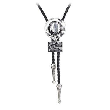 Imagem de JPJZY BRBAM Chapéu de cowboy ocidental gravata bolo estilo vintage prata antiga mapa dos Estados Unidos gravata bolo gravata elegante retrô cowboy presente, Metal