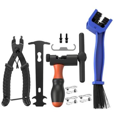 Imagem de HYLEBOR Kit de ferramentas de corrente de bicicleta, inclui disjuntor de bicicleta, alicate de corrente principal, escova de limpeza de bicicleta, verificador de corrente para desmontar divisor e