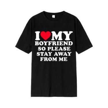 Imagem de Camiseta Unissex Com Estampa 'Eu Amo Meu Namorado(a)' Presente Para Na