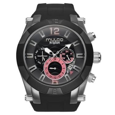 Imagem de MULCO Relógios masculinos – Kripton Viper - caixa de aço inoxidável de 46 mm, preto com pulseira de silicone, movimento multifuncional de quartzo para dia e data, mostrador analógico - detalhes em