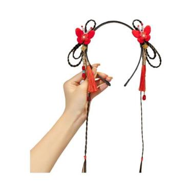 Imagem de Tiara De Cabelo Com Franjas Trançadas E Flores Para Meninas, Acessório