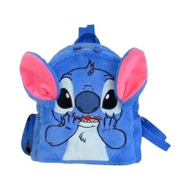 Imagem de Mochila Azul Cartoon Stitch Grande Capacidade Para Estudantes Bolsa De