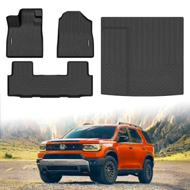 Imagem de Tapetes de chão e tapete de porta-malas ajuste personalizado para Honda Passport RTL/TrailSport 2026, proteção contra todos os climas, forro de borracha TPE, tapete de carga antiderrapante, tapetes
