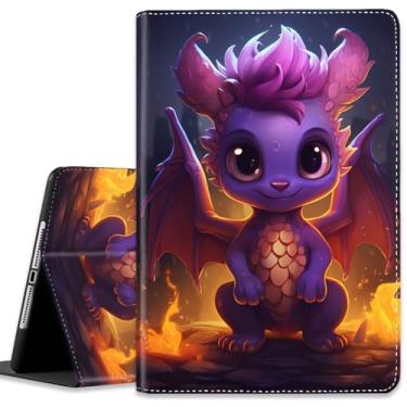 Imagem de Capa para iPad (A16) 11ª geração de 11 polegadas (2025), para iPad 10ª geração de 10,9 polegadas (2022), capa leve à prova de choque com hibernar/despertar automático, dragão chamas