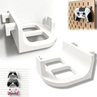 Imagem de Agamino 2 peças de suporte de parede para IKEA Skadis Pegboard, suporte universal de controle de jogo compatível com PS5/Xbox/Switch/fone de ouvido, controladores/fone de ouvido/acessórios de jogos