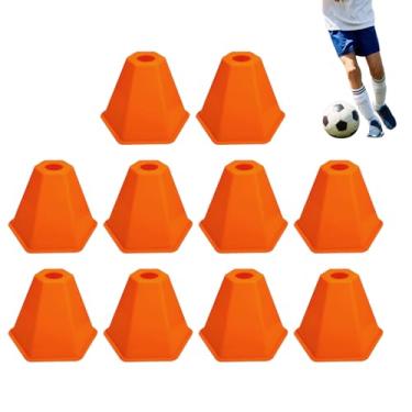 Imagem de Cones de Futebol - Conjunto de 10 Cones Para Treino Resistentes a Todas as Condições Climáticas,Marcadores De Campo Pequenos Para Futebol | Para Jogos Externos Escola Basquetebol Patinagem