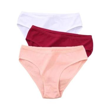 Imagem de Conjunto De 3 Calcinhas De Algodão Femininas Com Design Jacquard, Core