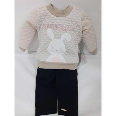 Imagem de Conjunto Bebê Menina Blusa + Calça Le Bhua / Paraiso Ref 497, Bege, P 