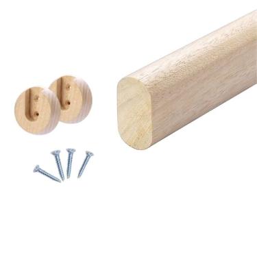 Imagem de 1 haste oval para armário de guarda-roupa, vara de armário com base para economizar espaço, corte personalizado no tamanho. Até 160 cm de comprimento (110 cm)