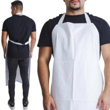 Imagem de Avental Para Cozinha PVC Com Fivela Tiras Ajustáveis Maicol, Branco