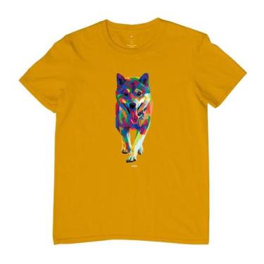 Imagem de Camiseta Masculina Shiba Walking Pop Art - Reserva INK, 3G, Amarelo