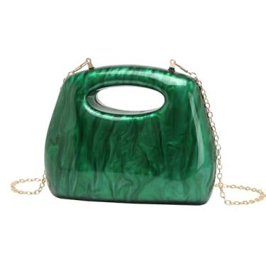 Imagem de EZZON Bolsa feminina elegante para noite retrô clutch corrente bolsa de ombro, Verde, 20.5x8x16cm