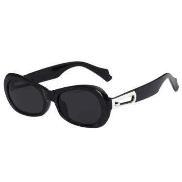 Imagem de Óculos de Sol Femininos Ovais em Cores Vibrantes, Estilo Punk, Proteção UV400, para Esportes ao Ar Livre, Corrida e Ciclismo, Preto e Cinza