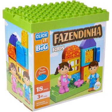 Imagem de Blocos De Montar Fazendinha Kids 18 Peças Infantil - Click It