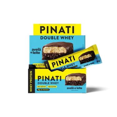 Imagem de Double Whey Sabor Avelã e Leite 50g 12 Unidades Pinati-Unissex
