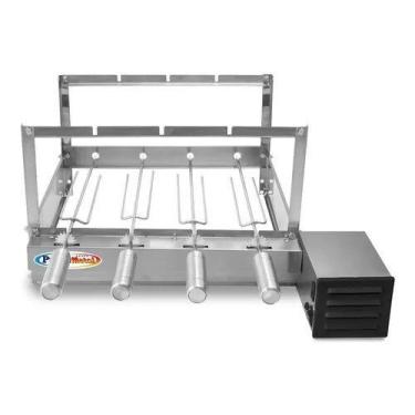 Imagem de Churrasqueira Giratória 4 Espetos Elétrica Rotativa Inox 430 Bivolt Mo
