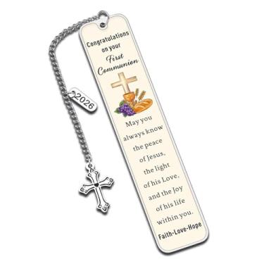 Imagem de Presentes de primeira comunhão para meninas e meninos, lembrancinhas de primeira comunhão, marcador de livro religioso, presentes de Páscoa para crianças, presentes cristãos para mulheres e homens