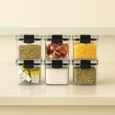 Imagem de Mini pote hermético plástico para temperos de cozinha, armazenamento em dispensa e organização de armário (8 Potes)