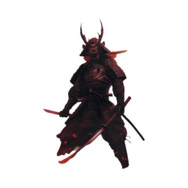 Imagem de Pintura Em Tela De Guerreiro Samurai Da Lua Vermelha, Paisagem Japones