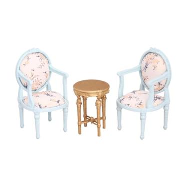 Imagem de JunZheHub Cadeira para Casa de Bonecas em Escala 1:12, Móveis em Miniatura, Brinquedos, Dioramas, Coleções, Cadeira de Encosto Alto, Modelo para Decoração, Proj, Azul