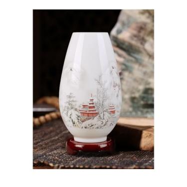 Imagem de Vaso de cerâmica pequeno vaso ornamentos para sala de estar, arranjos de flores, flores secas, estilo chinês, decoração de casa, armário de TV, artesanato, vasos de flores