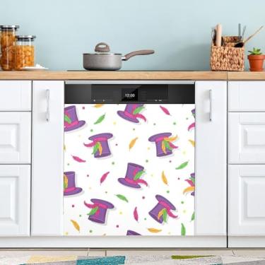 Imagem de ATTX Capa de ímã de lava-louças de cartola carnaval | Adesivo decorativo de eletrodomésticos de 58,4 cm x 66 cm para armários domésticos e eletrodomésticos (343)