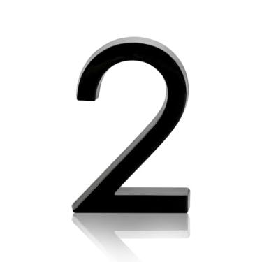 Imagem de NumRealm Números de casa, número de caixa de correio 3D à prova d'água, endereço de porta autoadesivo, jardim, apartamento, hotel, sinalização, preto (2)