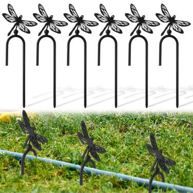 Imagem de MorningRo 6 peças, guia de mangueira de jardim de 20 cm, suporte de estacas de metal para jardim, guia de mangueira de metal resistente para proteção de plantas, gramado (libélula)