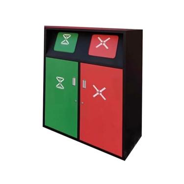 Imagem de Lata de lixo ao ar livre Lata de lixo externa 120L com tampa metal grande capacidade