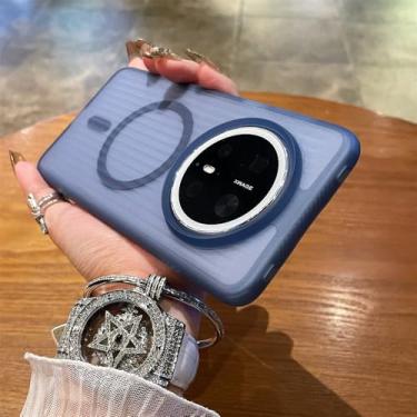 Imagem de QJJFVMF Capa magnética para padrão de listras onduladas fosco para Huawei Mate 70 Pro 60 Pro à prova de choque capa rígida ultrafina, azul marinho, Huawei Mate 60 Pro