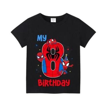 Imagem de Camiseta Infantil Do Homem-Aranha Para O Verão, Impressão Digital De A