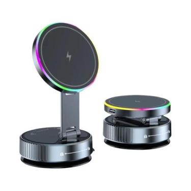 Imagem de Carregador Sem Fio Para Carro 15W Montagem Rotativa 360 Graus Sucção a