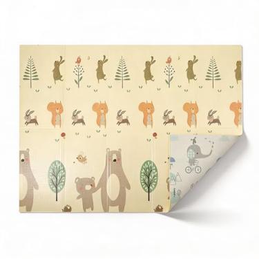 Imagem de Tapete Infantil Dobrável URBANIUS 2m x 1,50m, 8mm, Térmico, Impermeável e Antiderrapante, Dupla Face para Bebê, Certificado INMETRO, para Engatinhar e Brincar, Fácil de Limpar