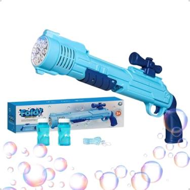 Imagem de Pistola de Bolhas com Luz LED, Alta Jato de Bolhas, 2 Reservatorios, Brinquedo para Crianças (Azul)