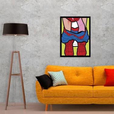 Imagem de Quadro Homem Aranha No Banheiro 24X18Cm - Com Vidro