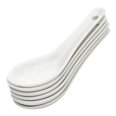 Imagem de Conjunto 6 Colheres para Finger Food de Porcelana Lyor 20ml Branca, Br