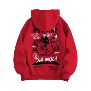 Imagem de Moletom Feminino Harajuku Com Estampa De Gato Fofo, Casual E Solto, Co